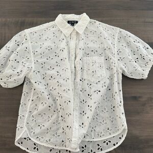 J.Crew white Eyelet Collared Blouse